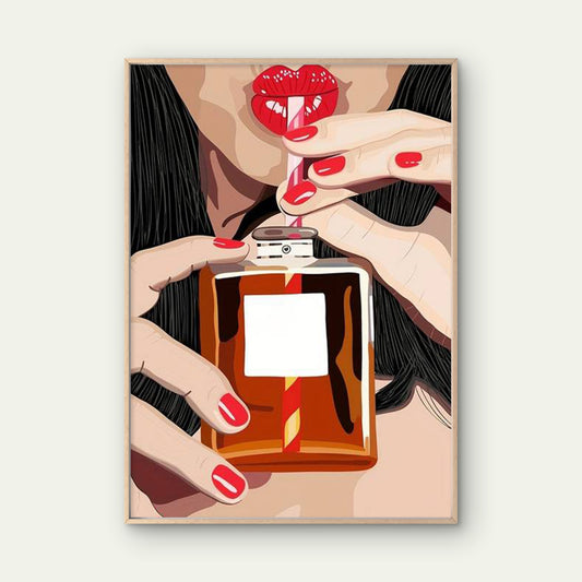 Girl Drinking Perfume Fashion Bar Art Fashion Home Decor Premium Quality Poster Print Choose Your Sizes - Bella Home Decor
