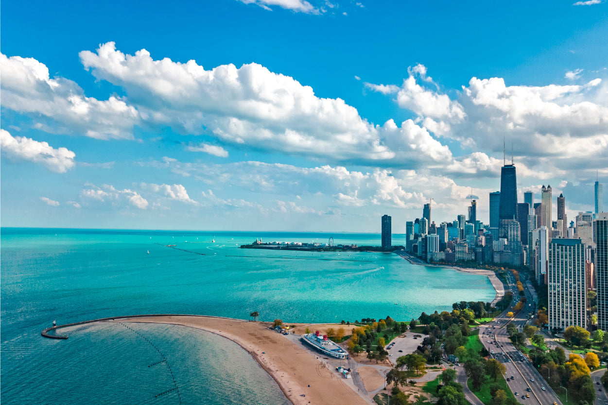 Chicago Skyline Michigan and City Skyscrapers Wall Art Decor 100% Australian Made