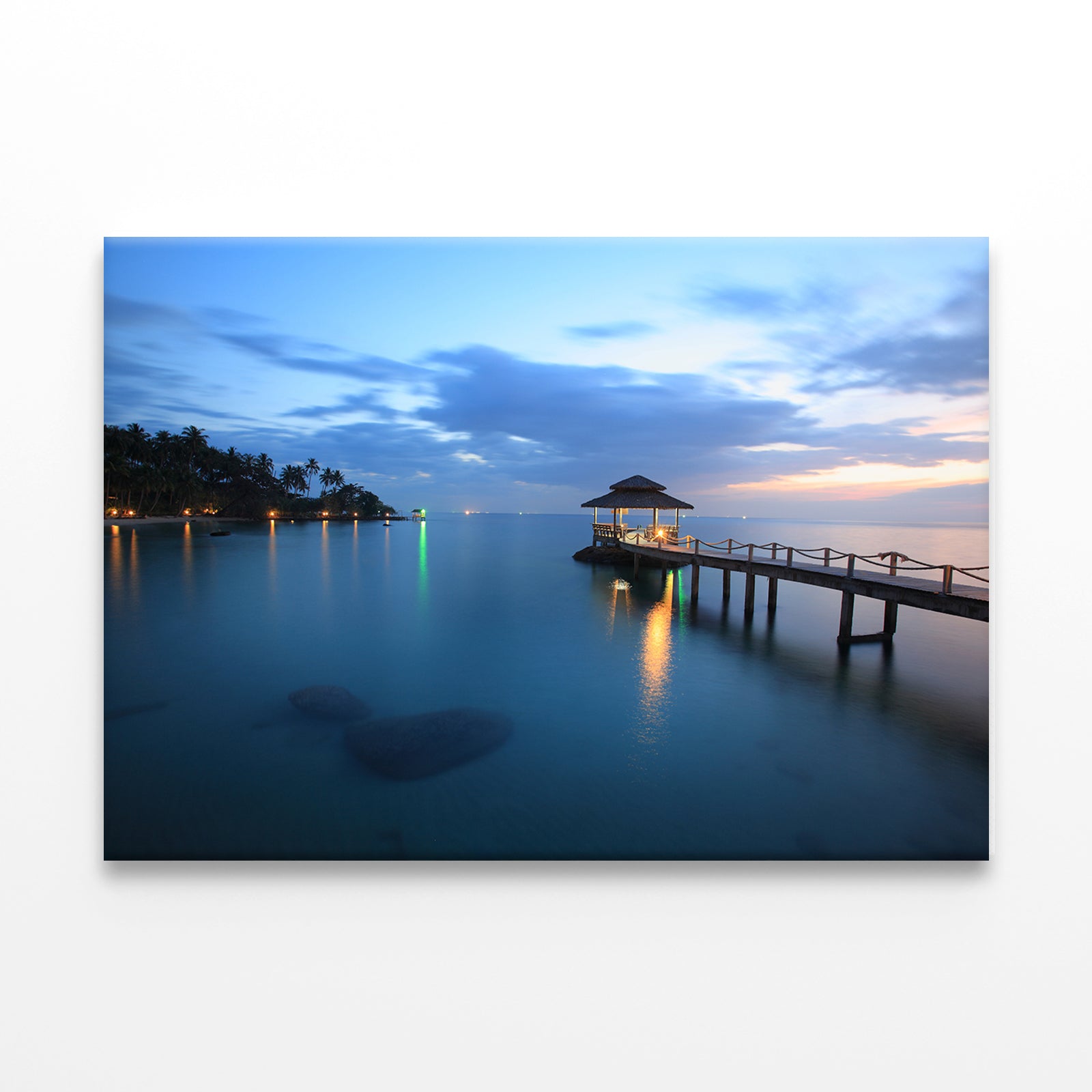 Pavilion with bridge into the sea Wall Art Decor 100% Australian Made - Bella Home Decor