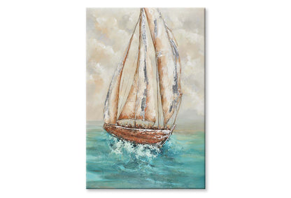 Sea, Sailing Boat, Fabric, Nature Wall Art Limited Edition High Quality Print