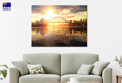 Sydney Harbour Sunrise with Opera House and Bridge Wall Art Decor 100% Australian Made