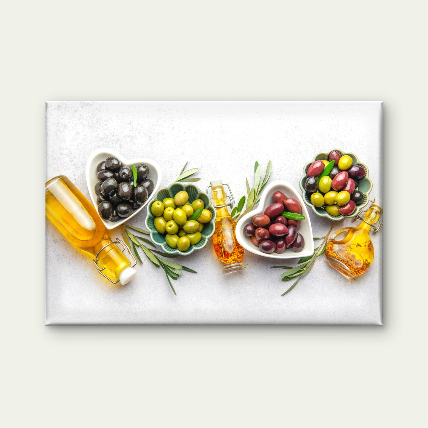 Culinary Display Mediterranean Ingredients Fresh Olives and Oil Wall Art Decor 100% Australian Made - Bella Home Decor