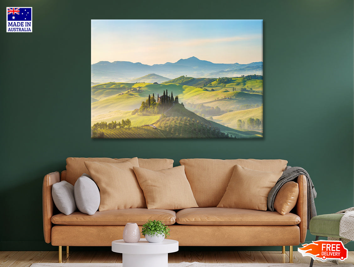 Hills, Trees, Mountains in Tuscany, Italy Print 100% Australian Made - Bella Home Decor