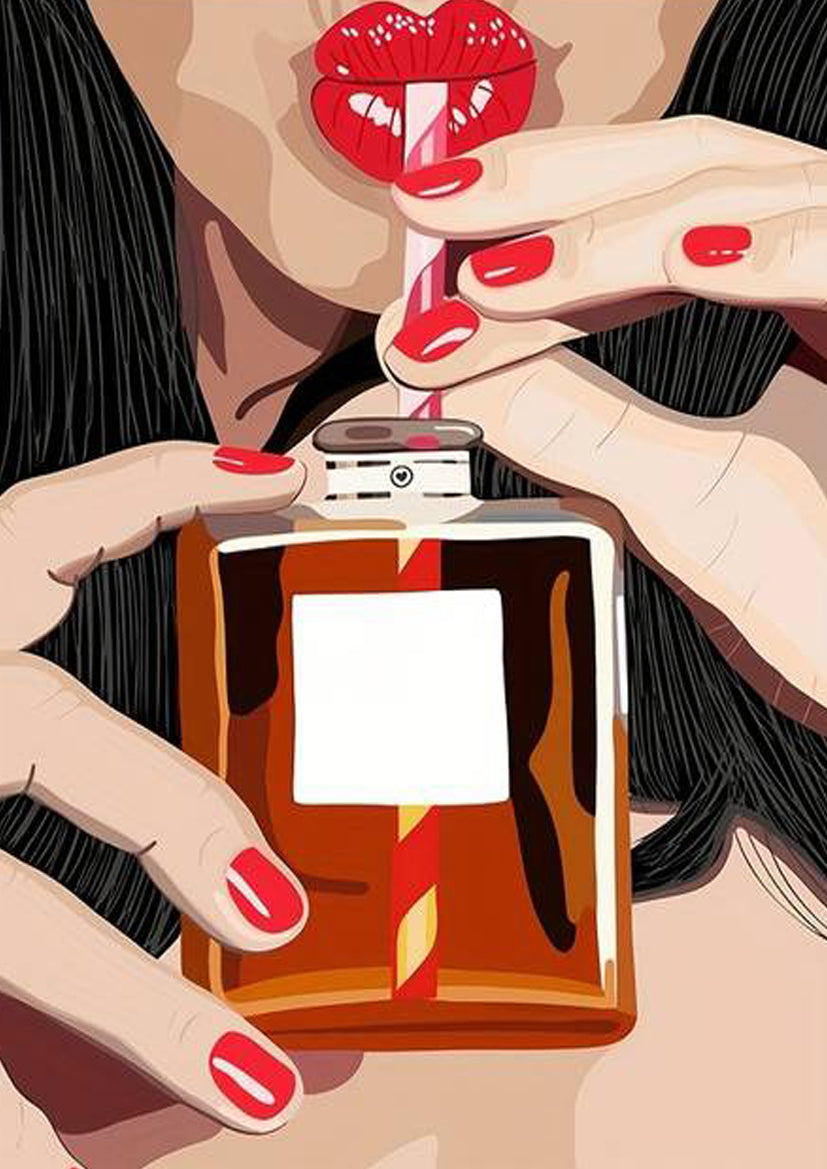 Girl Drinking Perfume Fashion Bar Art Fashion Home Decor Premium Quality Poster Print Choose Your Sizes - Bella Home Decor