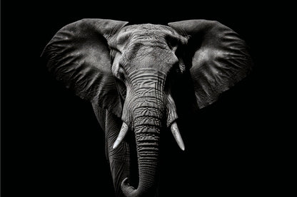 Elephant Isolated on Black Portrait Wildlife Animal Wall Art Decor 100% Australian Made
