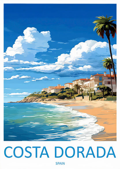 Costa Dorada Spain Coast Spanish Mediterranean Beach Travel Poster Print Wall Art