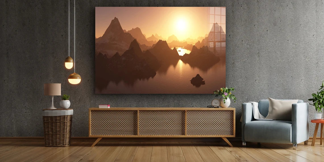 Mountain Lake Sunset UV Direct Aluminum Print Australian Made Quality