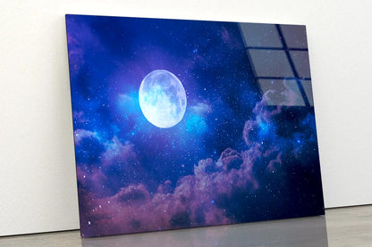 Full Moon in The Night Sky Acrylic Glass Print Tempered Glass Wall Art 100% Made in Australia Ready to Hang