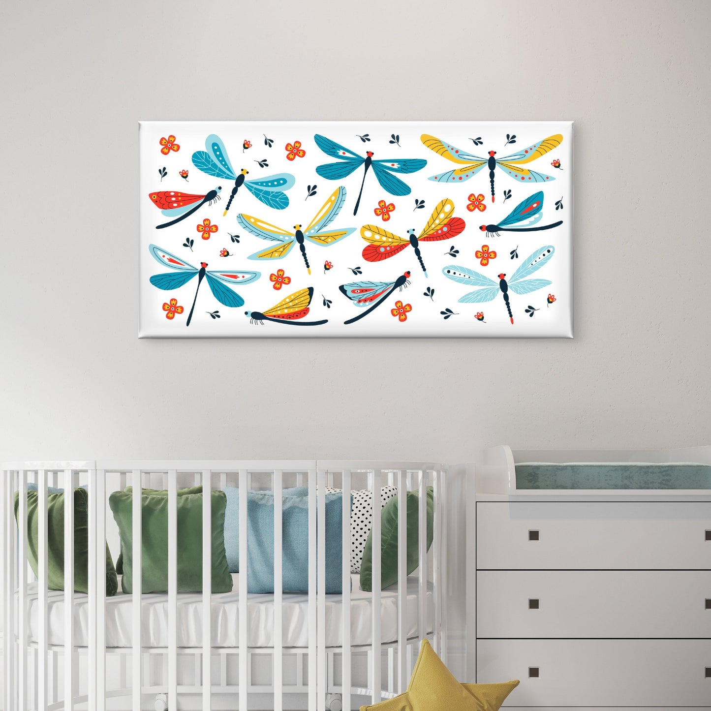 Colorful Dragonfly Insect Pattern Wall Art Canvas Office Home Room Framed 120x60cm
