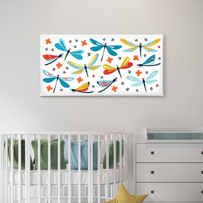 Colorful Dragonfly Insect Pattern Wall Art Canvas Office Home Room Framed 120x60cm