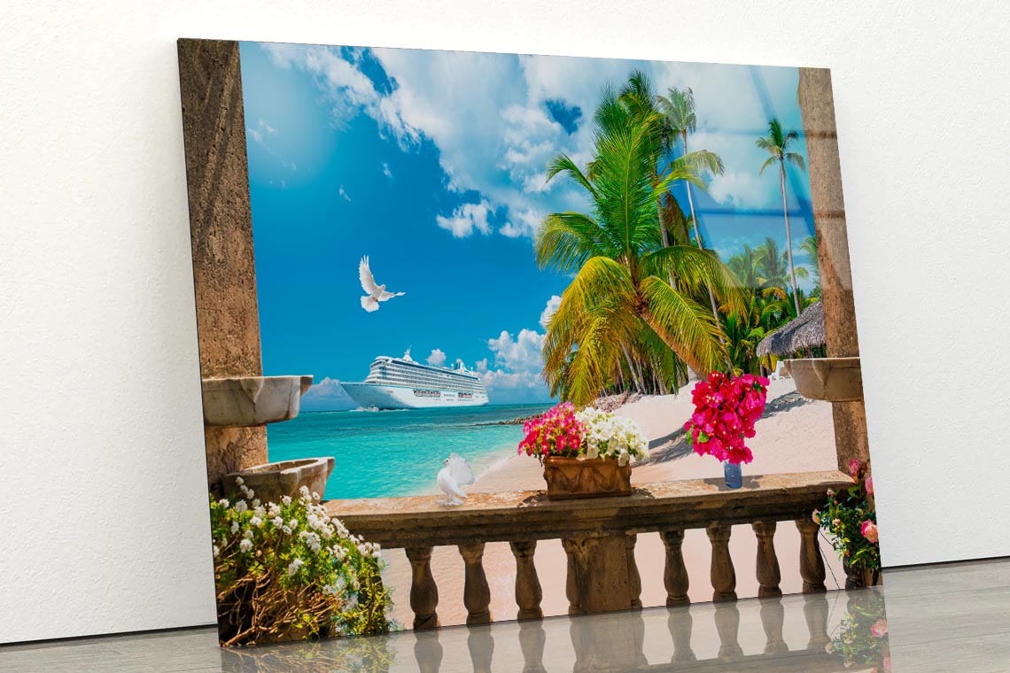 Beach View From Balcony Acrylic Glass Print Tempered Glass Wall Art 100% Made in Australia Ready to Hang