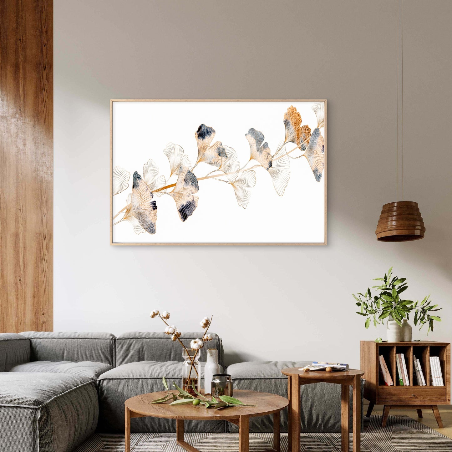 Minimalist Ginkgo Leaf Painting Modern Gold Botanical Wall Art Decor 100% Australian Made