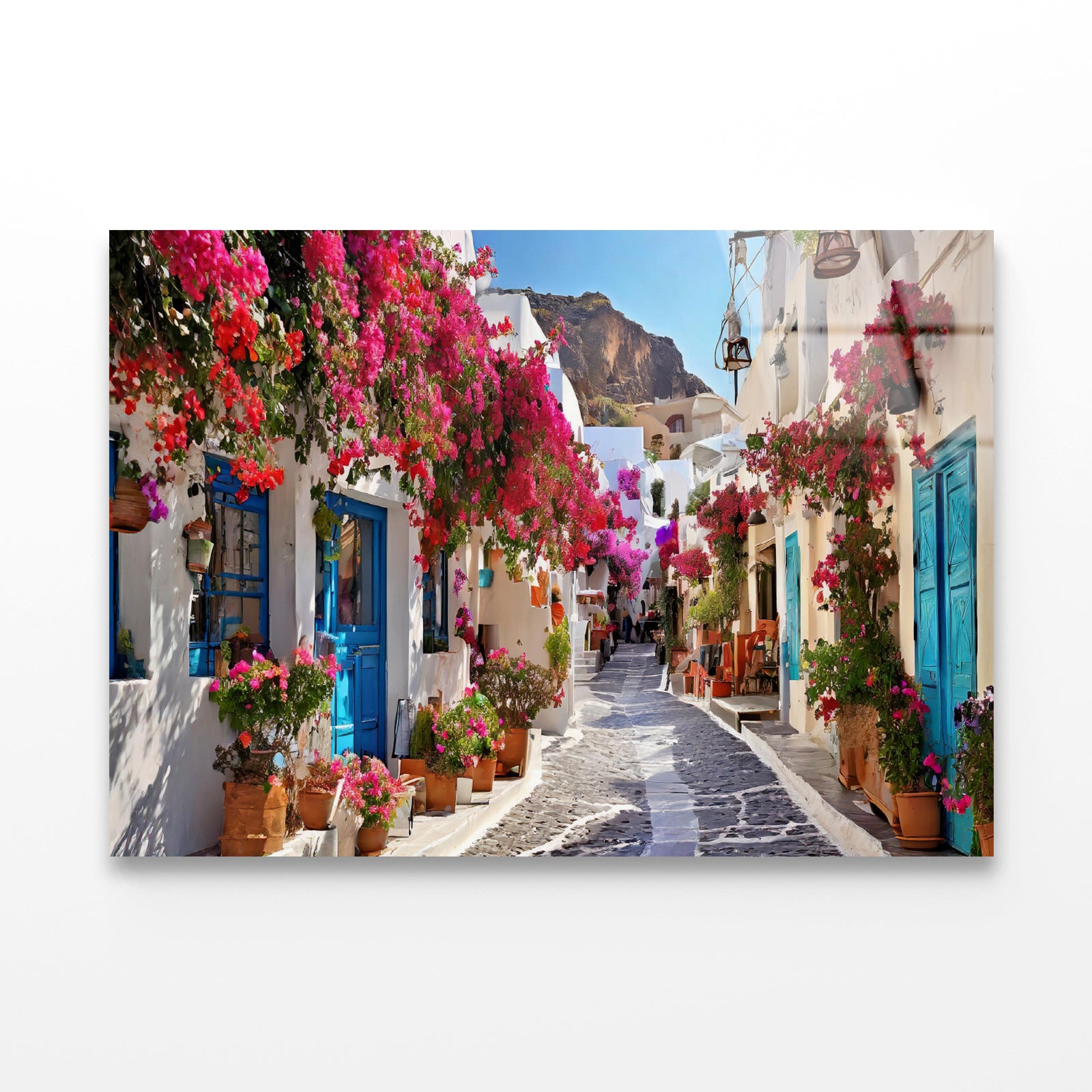 Street with Buildings and Flowers Acrylic Glass Print Tempered Glass Wall Art 100% Made in Australia Ready to Hang - Bella Home Decor