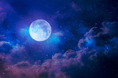Full Moon in The Night Sky Wall Art Decor 100% Australian Made - Bella Home Decor