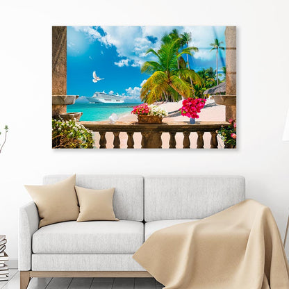 Beach View From Balcony Acrylic Glass Print Tempered Glass Wall Art 100% Made in Australia Ready to Hang