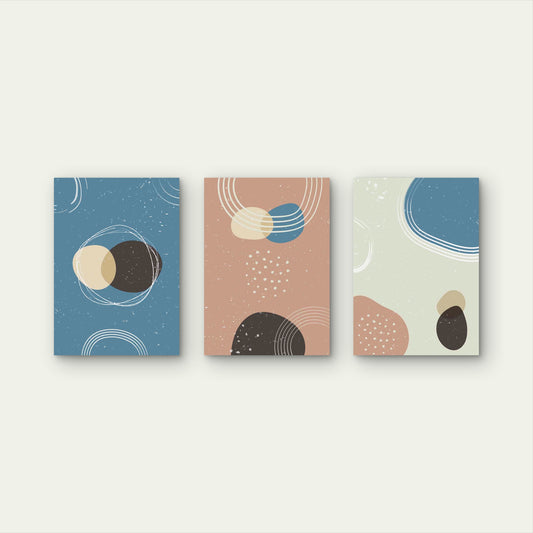 3pcs Modern Abstract Geo Shapes Painting Wall Art Set Canvas Framed 40x60cm - High Quality Print 100% Australian Made Wall Canvas Ready to Hang