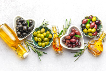 Culinary Display Mediterranean Ingredients Fresh Olives and Oil Wall Art Decor 100% Australian Made - Bella Home Decor