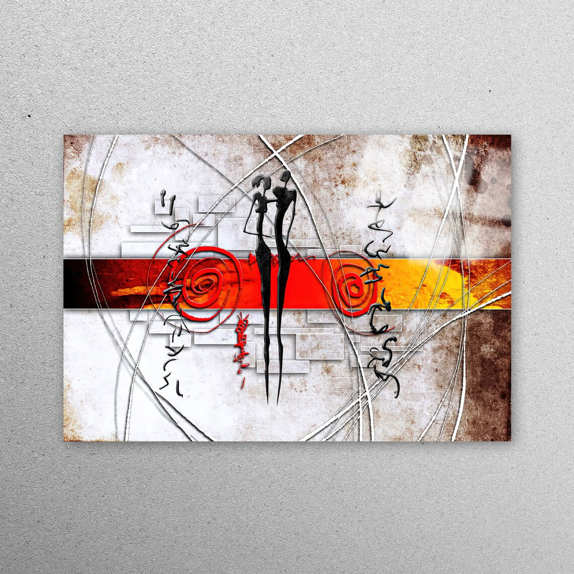 African Couple Painting Acrylic Glass Print Tempered Glass Wall Art 100% Made in Australia Ready to Hang