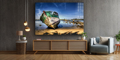 Boat Wreck & Blue Sky UV Direct Aluminum Print Australian Made Quality