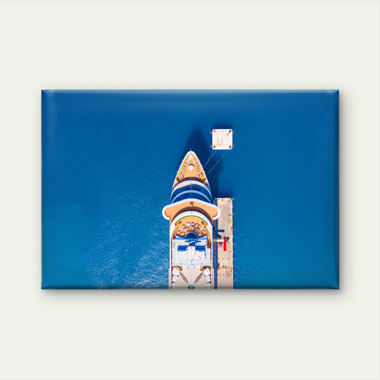 Aerial Top down View of Cruise Ship Docked at a Pier Wall Art Decor 100% Australian Made - Bella Home Decor