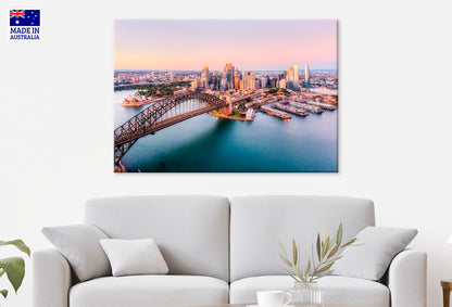 Sydney Harbour Bridge Aerial View Wall Art Decor 100% Australian Made