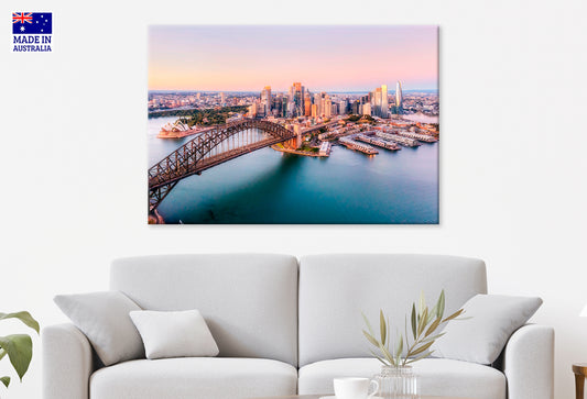 Sydney Harbour Bridge Aerial View Wall Art Decor 100% Australian Made