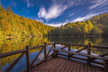 Reflection Of Clouds On The Lake Glass Framed Wall Art, Ready to Hang Quality Print