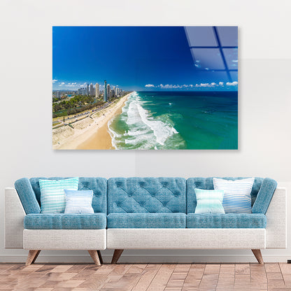 Surfers Paradise Beach Seashore Acrylic Glass Print Tempered Glass Wall Art 100% Made in Australia Ready to Hang - Bella Home Decor