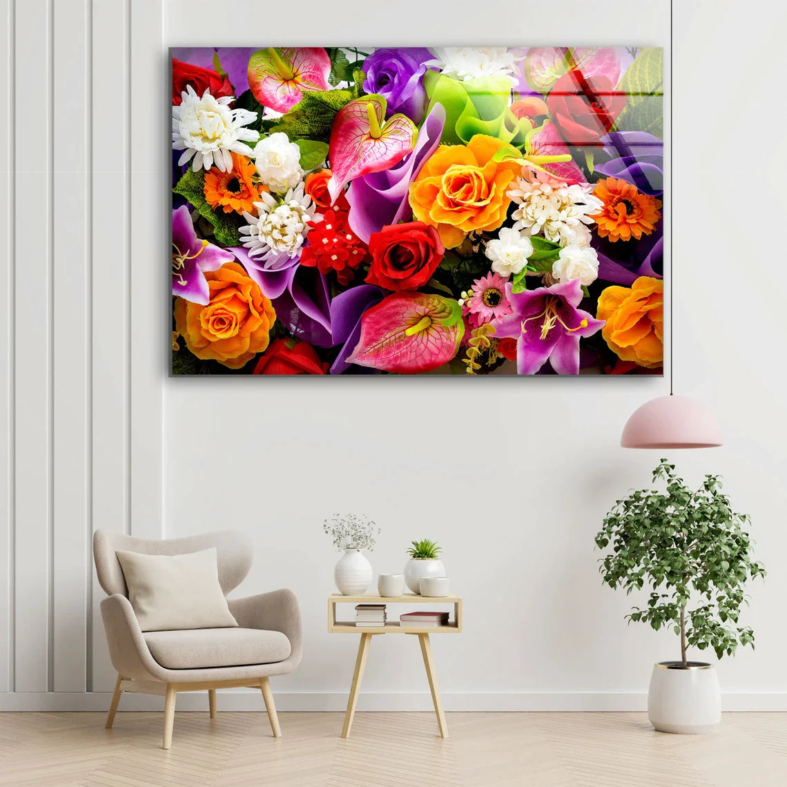 Colorful Flowers Bunch UV Direct Aluminum Print Australian Made Quality