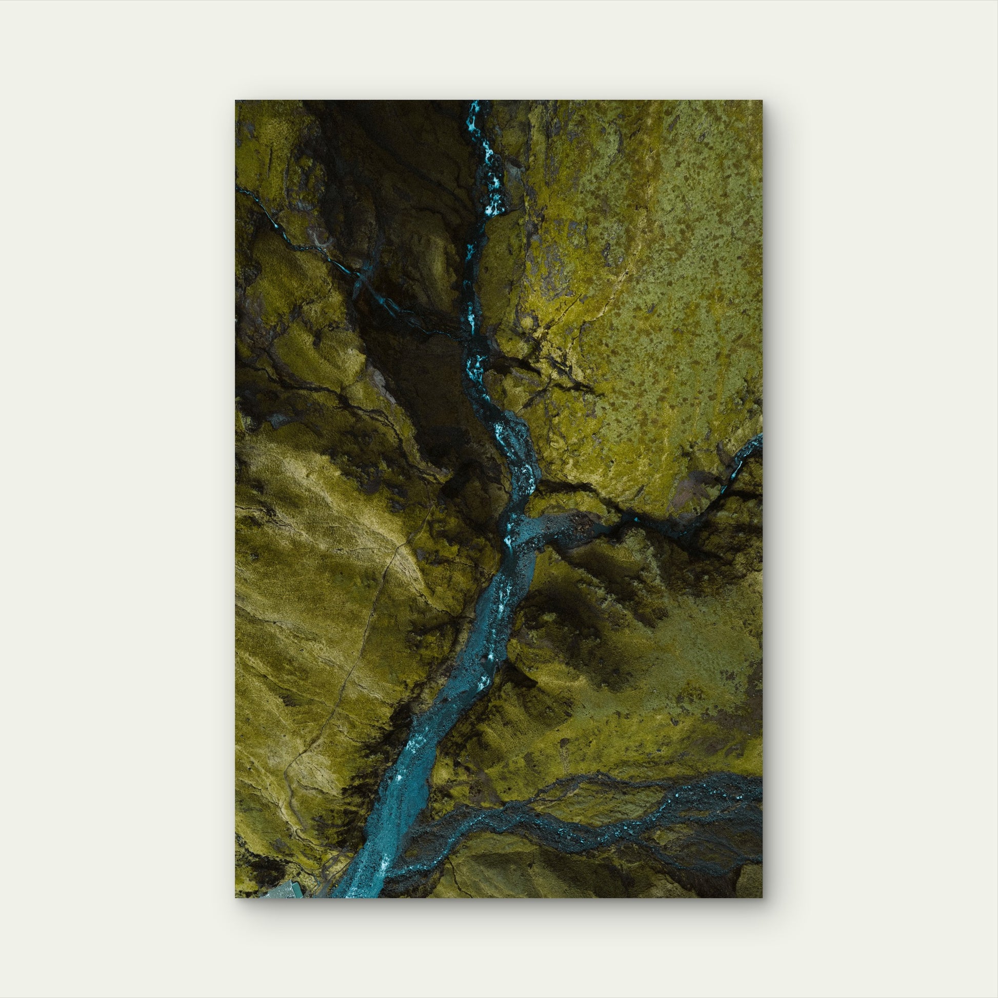 Aerial View Winding River Green Hills in Iceland 60x90cm Metal Print Ready to Hang - Bella Home Decor