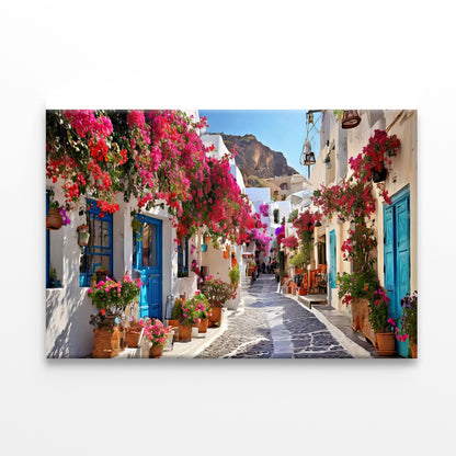 Street with Buildings and Flowers Print 100% Australian Made - Bella Home Decor