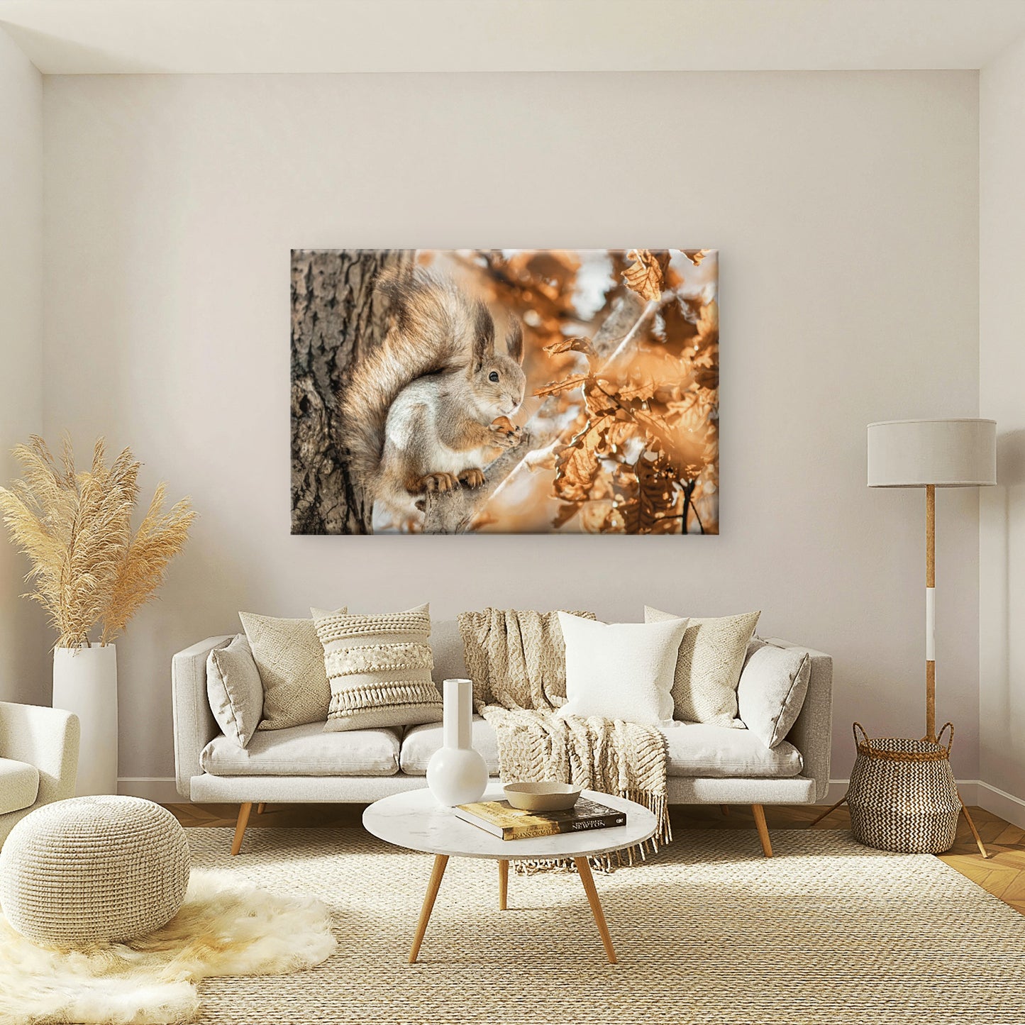 Autumn Squirrel Golden Fall Leaves Rustic Woodland Animal Wall Art Decor 100% Australian Made