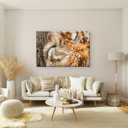 Autumn Squirrel Golden Fall Leaves Rustic Woodland Animal Wall Art Decor 100% Australian Made