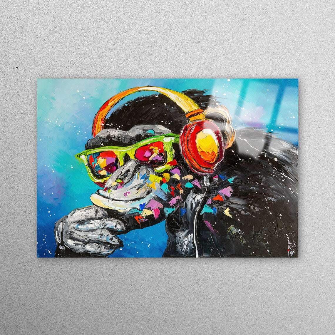 Thinking Monkey Painting Acrylic Glass Print Tempered Glass Wall Art 100% Made in Australia Ready to Hang