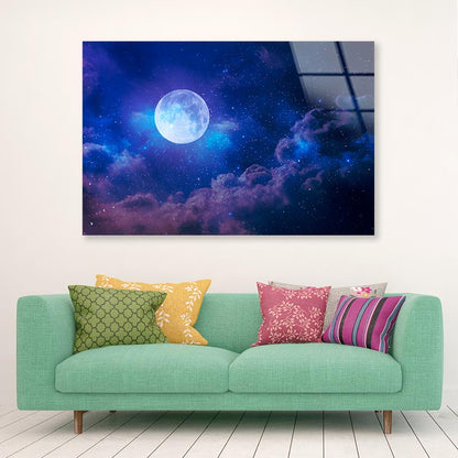 Full Moon in The Night Sky Acrylic Glass Print Tempered Glass Wall Art 100% Made in Australia Ready to Hang