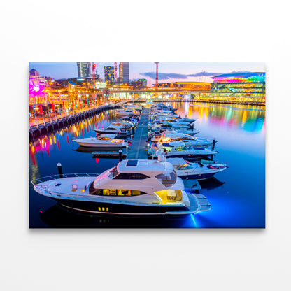 Darling Harbour Cockle Bay Marina Boats at Sunset Wall Art Decor 100% Australian Made