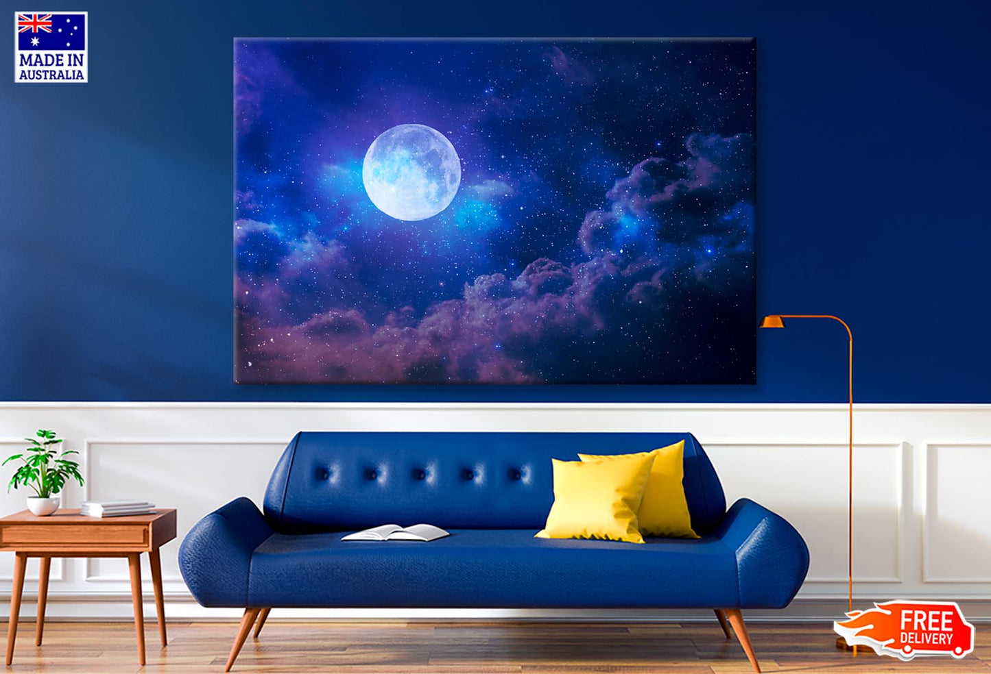 Full Moon in The Night Sky Wall Art Decor 100% Australian Made - Bella Home Decor