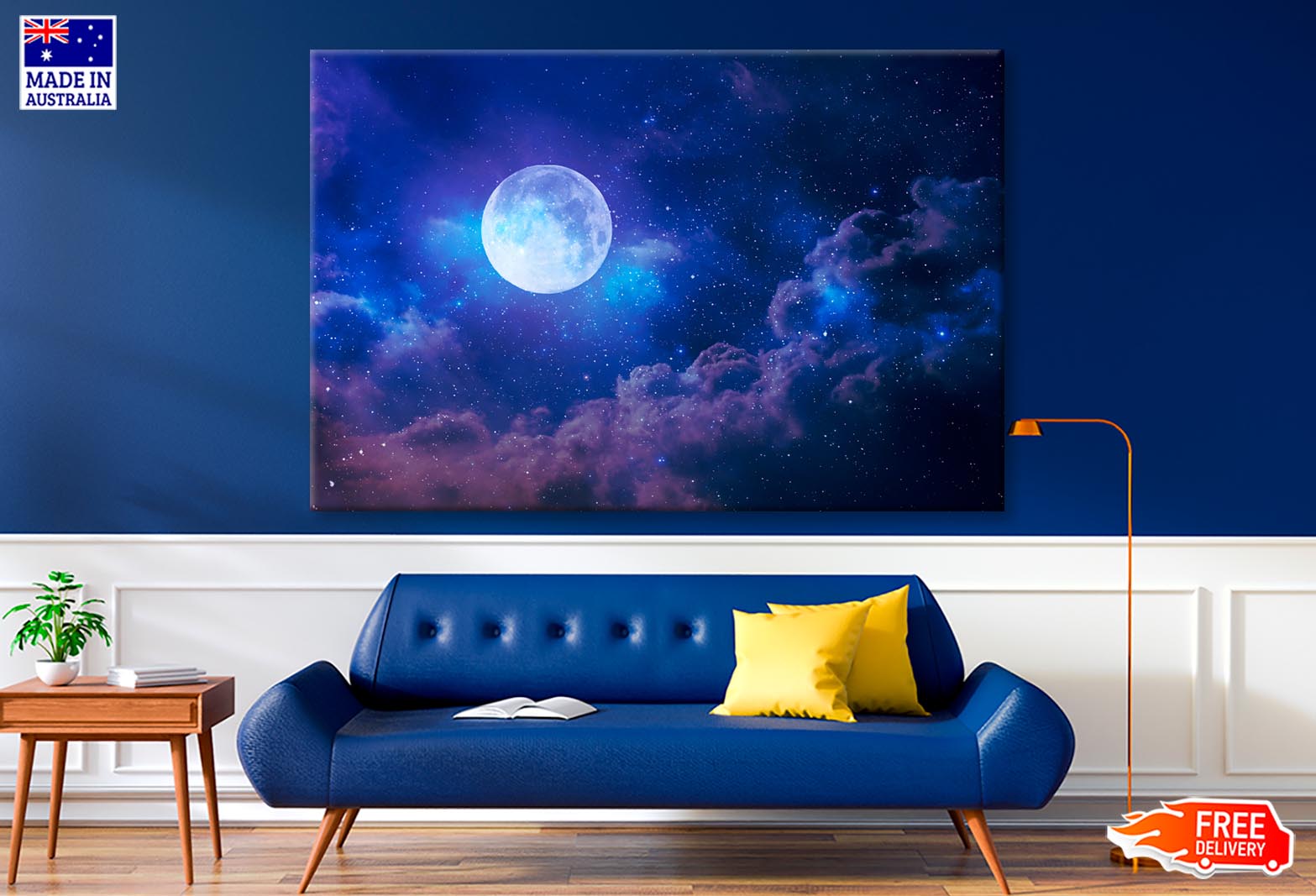 Full Moon in The Night Sky Wall Art Decor 100% Australian Made - Bella Home Decor
