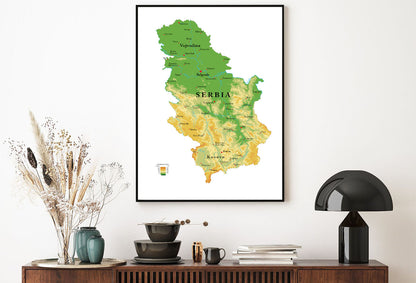 Serbia Physical Map Home Decor Premium Quality Poster Print Choose Your Sizes