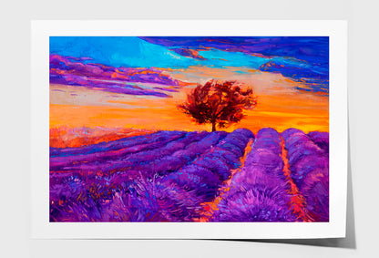 Lavender Fields Oil Painting Wall Art Limited Edition High Quality Print Unframed Roll Canvas None