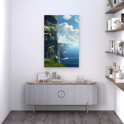 Tropical Forest Sea Shore Cliff 40x60cm Metal Print Ready to Hang