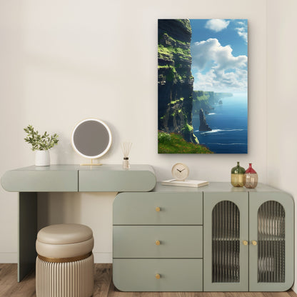 Tropical Forest Sea Shore Cliff 40x60cm Metal Print Ready to Hang