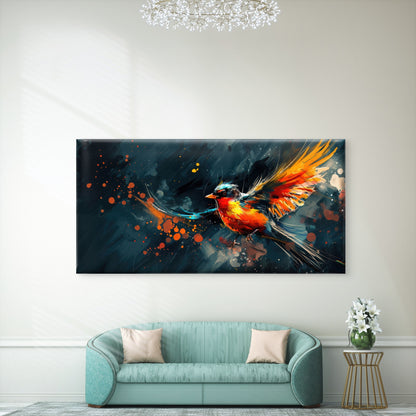 Vibrant Abstract Bird In Flight Wall Art Canvas Office Home Room Framed 120x60cm