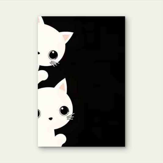 Cute Double Cat Pattern with Big Eyes 60x90cm Metal Print Ready to Hang