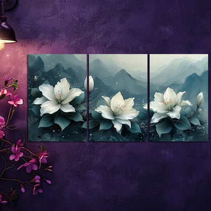 3pcs Elegant Lilies & Roses Design Wall Art Set Canvas Framed 40x60cm - High Quality Print 100% Australian Made Wall Canvas Ready to Hang