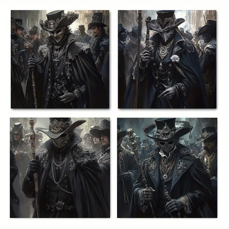 4pcs Gentlema Picture Artwork  Wall Art Canvas Framed