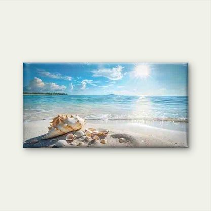 Ocean, Waves, Sand & Seashells Wall Art Canvas Office Home Room Framed 120x60cm