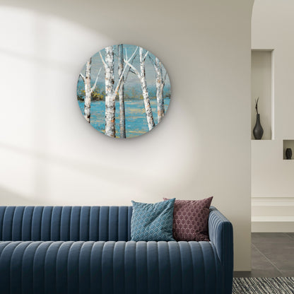 Stunning White Trees Reflecting on Lake Acrylic Glass Rounded Print Tempered Glass Wall Art 100% Made in Australia Ready to Hang