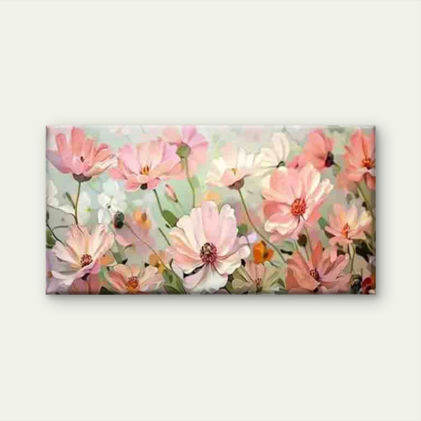 Abstract Pastel Pink Flowers Wall Art Canvas Office Home Room Framed 120x60cm