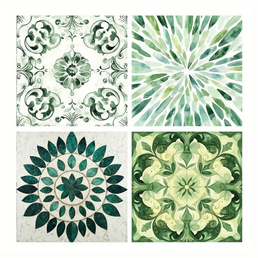 4pcs Symmetrical Watercolor Nature Wall Art Canvas Framed